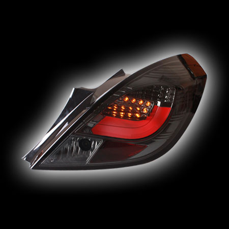 Альтернативная оптика для OPEL CORSA D 3D `06- фонари задние, светодиодные, тонированные, светодиодная трубка, светодиодный поворотник, 