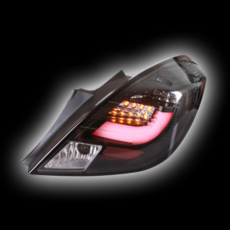 Альтернативная оптика для OPEL CORSA D 3D `06- фонари задние, светодиодные, светодиодная трубка, светодиодный поворотник, черные, 