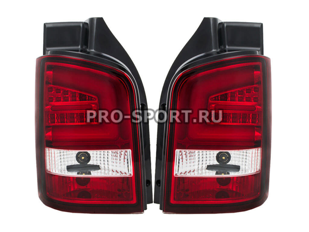 Альтернативная оптика для VW T5 BUS `11- ,Transporter, фонари задние, светодиодные, прозрачные , красные (тюнинг оптика, цена за комплект)