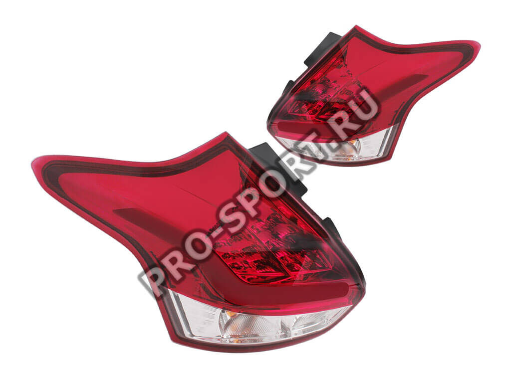Альтернативная оптика для FORD FOCUS 5D '11- , фонари задние, светодиодные, прозрачные красные (тюнинг оптика, цена за комплект)