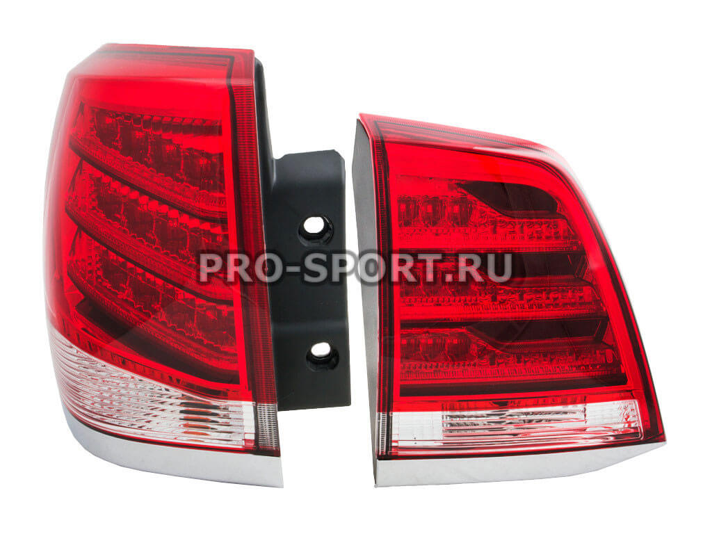 Альтернативная оптика для TOYOTA LAND CRUISER FJ200 `08- , фонари задние, светодиодные, дизайн Lexus Lx 570 2013, прозрачные красные (тюнинг оптика, цена за комплект)