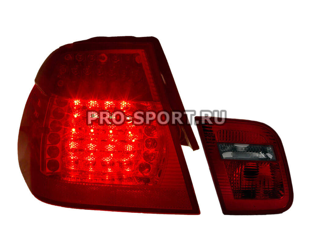 Альтернативная оптика для BMW E46 Седан, '02-'04, T/L ,фонари задние, светодиод., красный/тонированный (тюнинг оптика, цена за комплект)