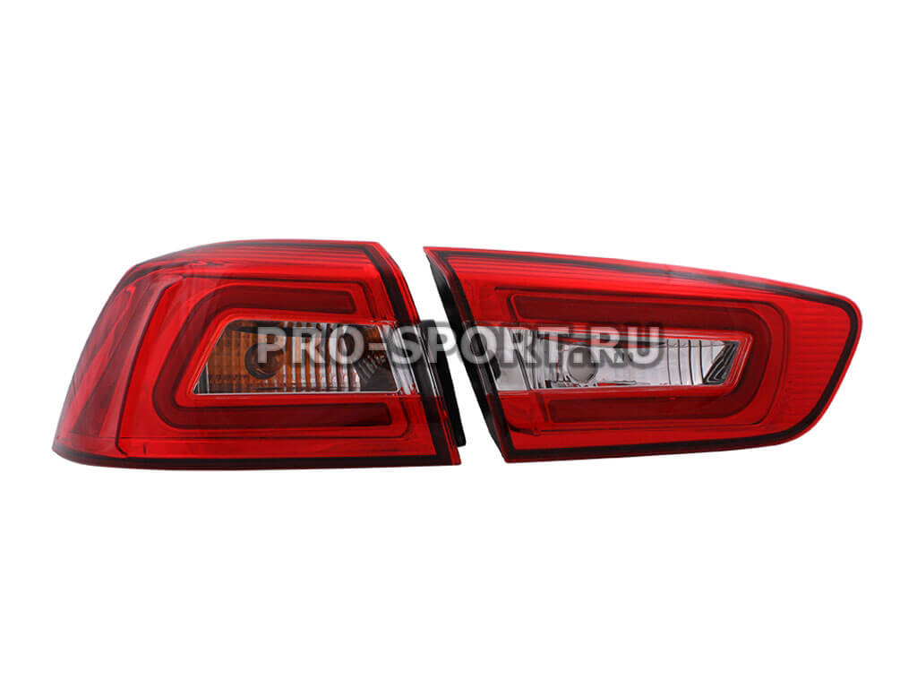 Альтернативная оптика для MITSUBISHI LANCER X T/L,фонари задние, Audi стиль , светодиодные, прозрачные/красные (тюнинг оптика, цена за комплект)
