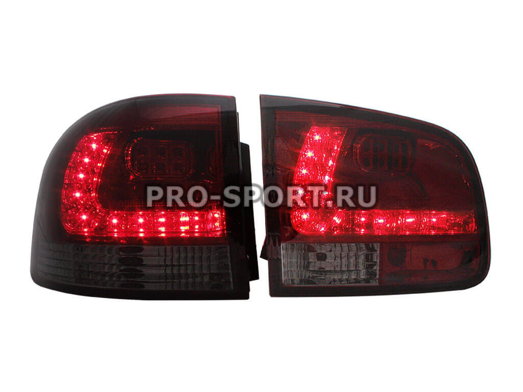 Альтернативная оптика для VW TOUAREG `02 - `07, фонари задние, светодиодные, тонированные красные (тюнинг оптика, цена за комплект)