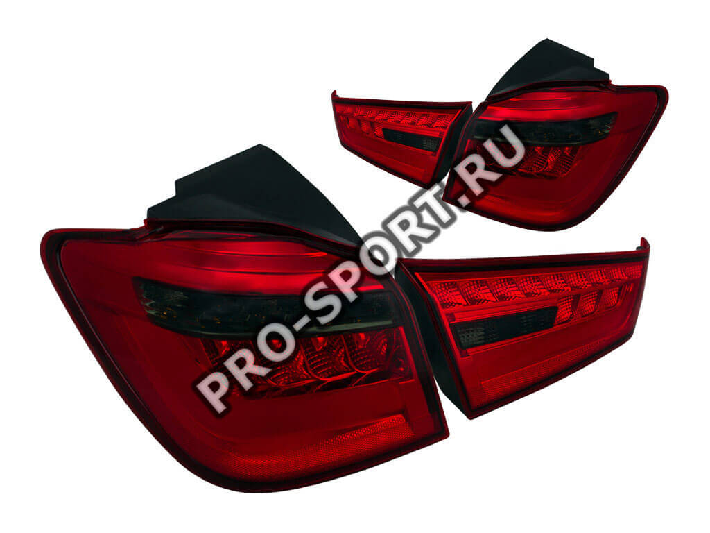 Альтернативная оптика для Mitsubishi ASX `12- фонари задние, светодиодные, тонированные, красные (тюнинг оптика, цена за комплект)
