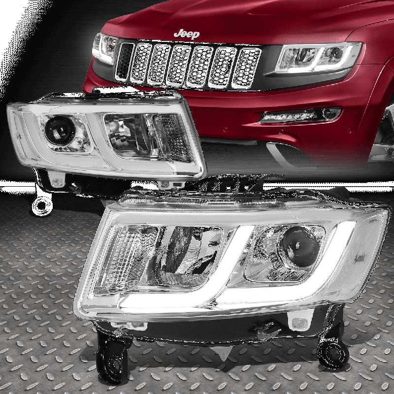 Альтернативная оптика для Jeep Grand Cherokee (2014-2016) хром  (тюнинг оптика, цена за комплект)