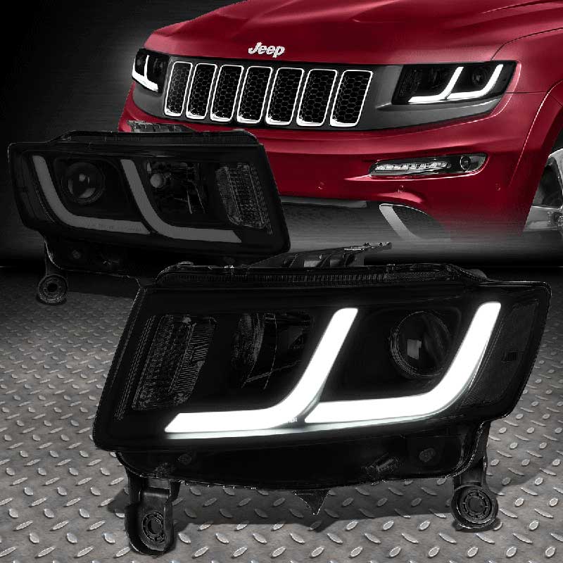 Альтернативная оптика для Jeep Grand Cherokee (2014-2016), тонированный/черный  (тюнинг оптика, цена за комплект)