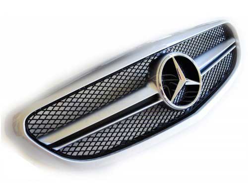 Решетка радиатора Mercedes W205 в стиле AMG C63 для моделей Classic и Exclusive
с 2014- года выпуска. Не подходит для версий Avantgarde и AMG-line.
Материал: ABS-пластик.
Цвет: рамка - серебряный металлик / серебряная матовая центральная полоса.
Оригинальная эмблема-звезда в комплекте.