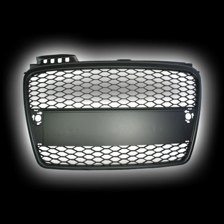 Декоративная решетка радиатора AUDI A4 B7 `05-`07 (ABS), с рамкой под номер, пластик (Honey) черный