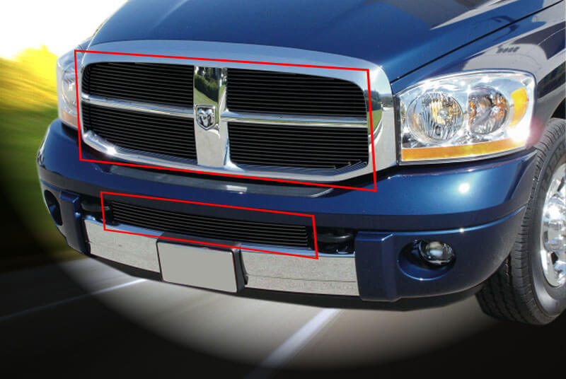 Декоративная решетка радиатора+бампера Dodge Ram Pickup R1500 R2500 R3500 '06-08, алюминий 