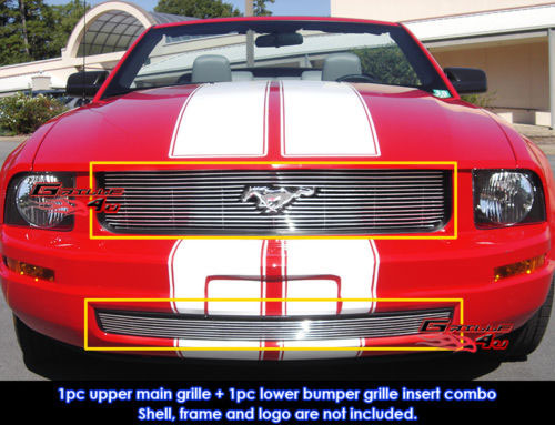 Декоративная решетка радиатора+бампера Ford Mustang '06-08, алюминий