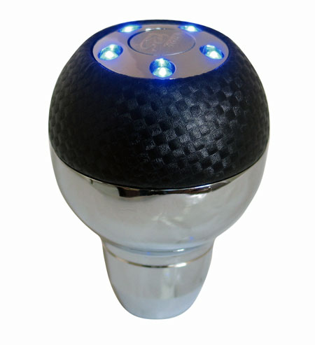 Ручка КПП PROSPORT, LED син цв , (battery) черн карб YT-8754-5BLK.С-BL