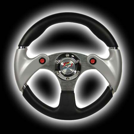 Руль F1 SPORT с кнопками, черный с серыми вставками, 315mm